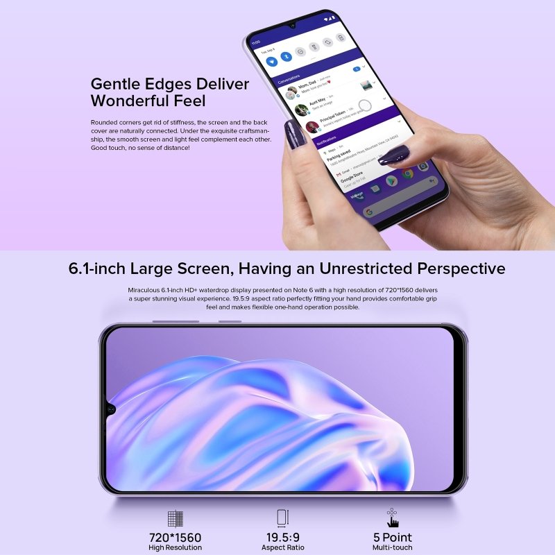 Cheapest Unlocked Ulefone Note 6 Smart Phone 1GB+32GB Face ID 6.1 inch IPS Screen Android 3G Phone Dual SIM